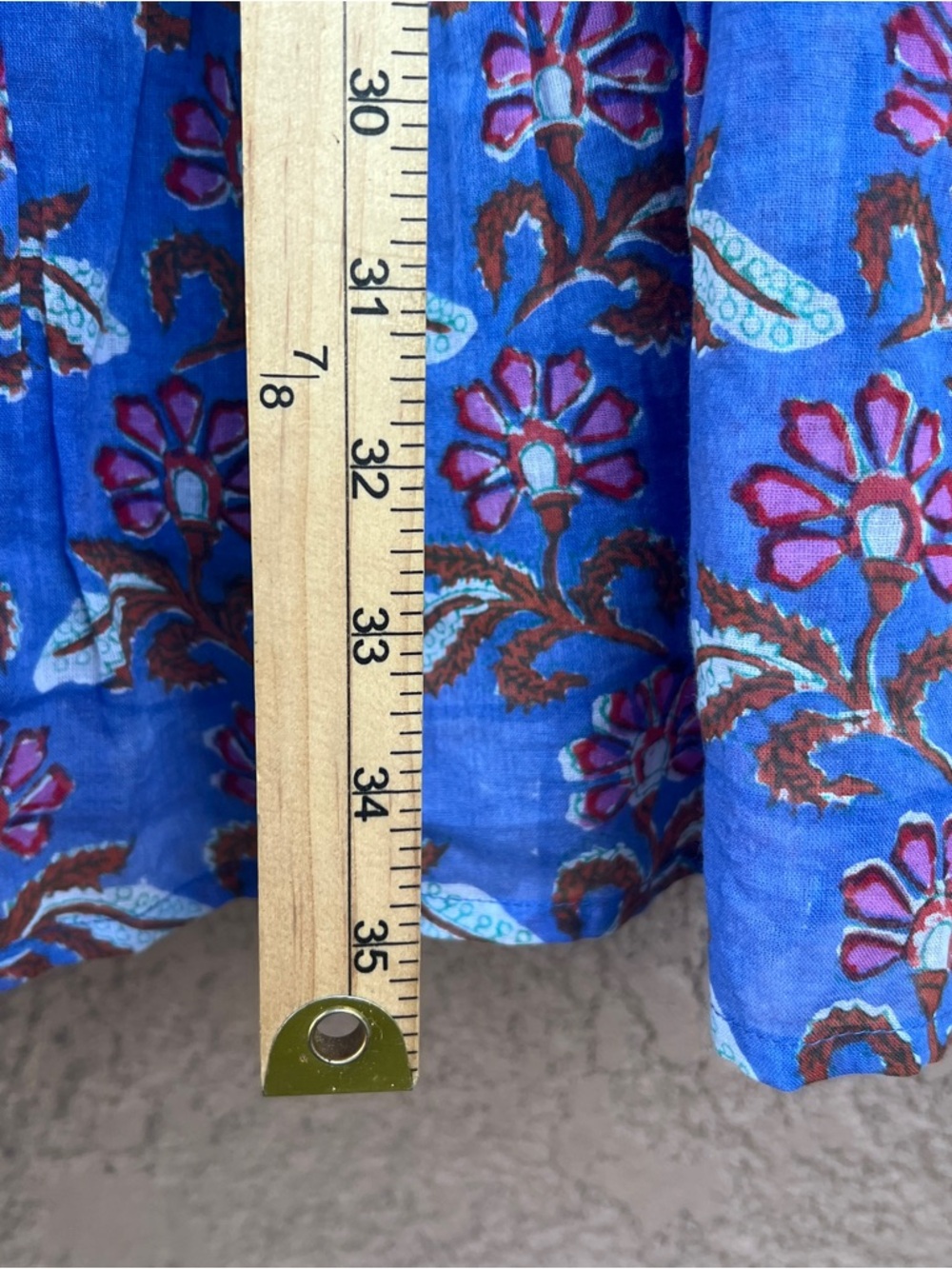 Oliphant Blue Floral Block Print Cotton Tiered Mini Dress Small Sleeveless Boho - Picture 14 of 14